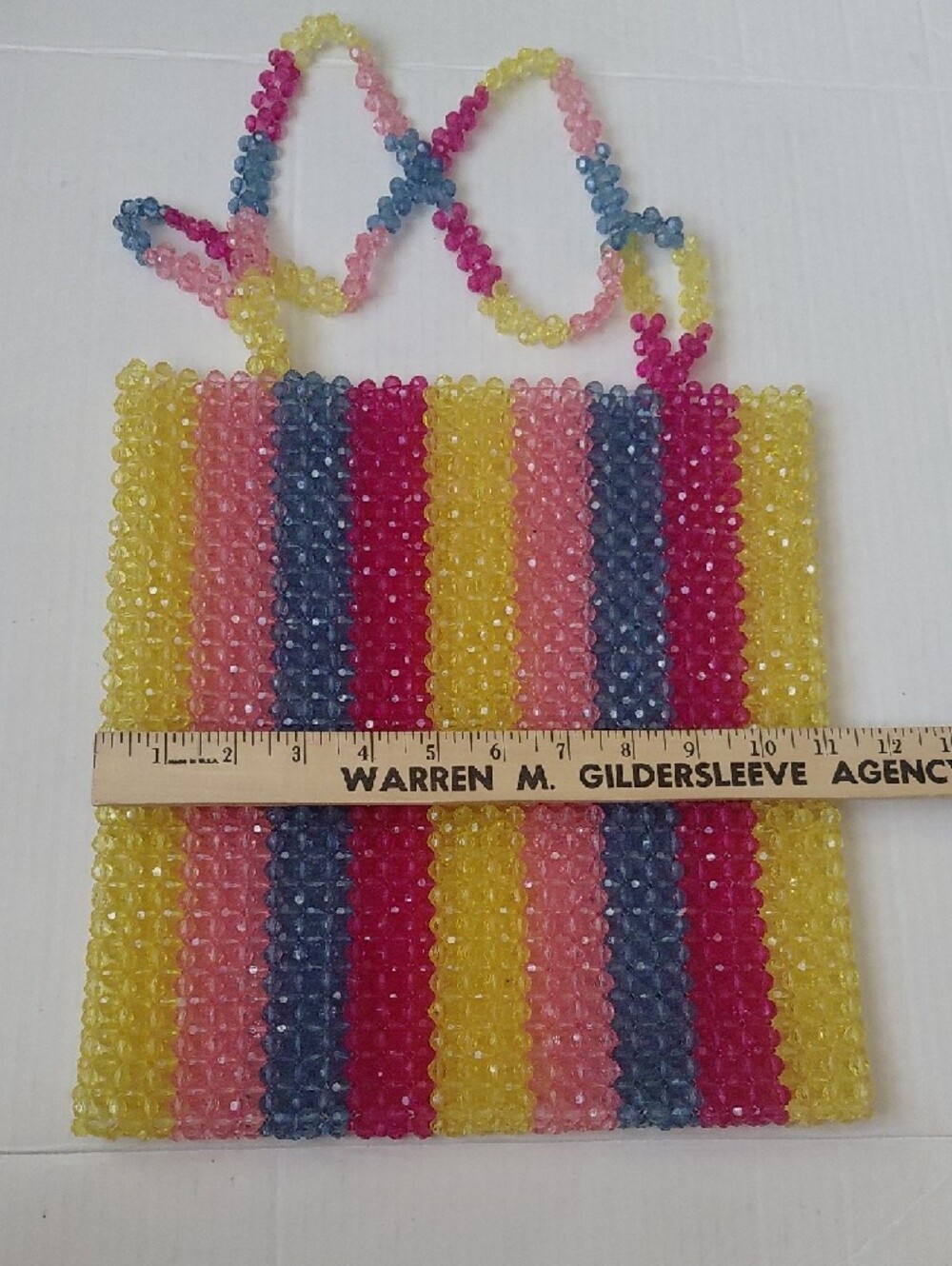 FOREVER 21 Womens Multicolor Colorful Beaded Stripe Shoulder Bag 12"x11" EUC - Picture 3 of 9